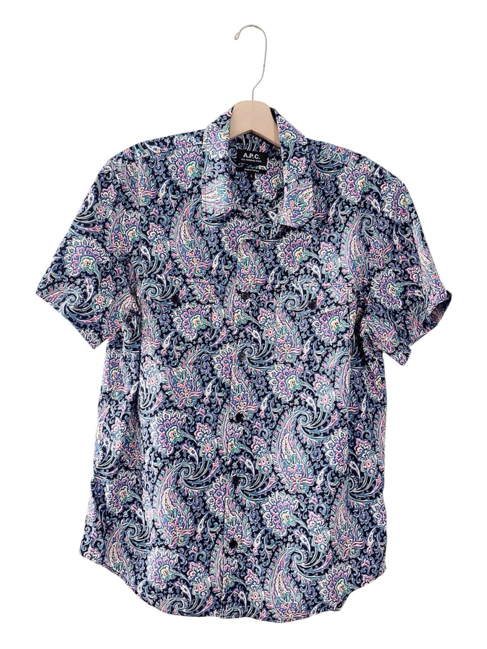 A.P.C. Paisley Button Down Shirt Short Sleeve Printed Cotton Summer